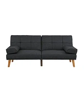 Black Color Polyfiber 2 Piece Sectional Sofa Set Solid Wood Legs Tufted Couch Adjustable Sofa Chaise