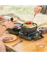 Naturehike 2 Burner Folding Camping Stove with Griddle, Portable Camp Isobutane Gas Stove with 16000 Btu Adjustable Burners & Piezo Ignition