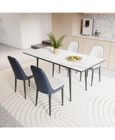 47-63" Expandable Dining Set: Table & Cushioned Chairs