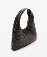 Mango Women's Braided Leather Shoulder Bag