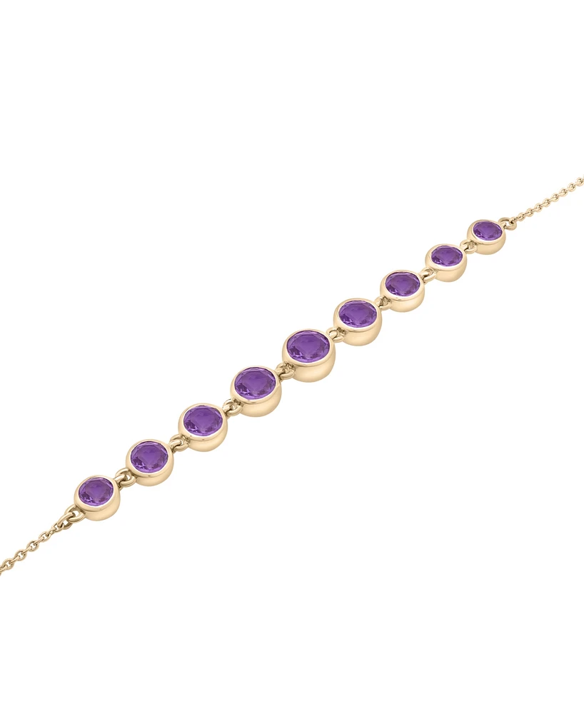 Amethyst Bezel Graduated Link Bracelet (1-1/2 ct. t.w.) in 14k Gold-Plated Sterling Silver