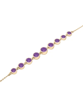 Amethyst Bezel Graduated Link Bracelet (1-1/2 ct. t.w.) in 14k Gold-Plated Sterling Silver