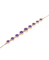 Amethyst Bezel Graduated Link Bracelet (1-1/2 ct. t.w.) in 14k Gold-Plated Sterling Silver