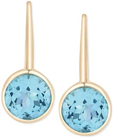 Sky Blue Topaz Bezel Circle Drop Earrings (7-1/2 ct. t.w.) in 14k Gold