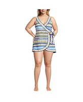 Lands' End Plus Side Tie Mini Swim Dress Swimsuit