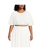 Lands' End Plus Cotton Gauze Dolman Sleeve Crop Cover Up Top