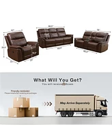 Tribesigns Mid Century Modern Electric Recliner Leather Sofa, Breathable 3-Piece Leather Power Reclining Sofa Set,3 Piece Luxurious Genuine Leather Re