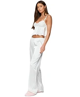 Edikted Women's Izabella Lacey Satin Effect Ruffle Top