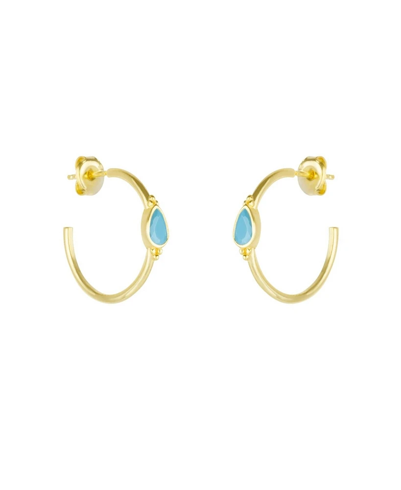 Spero London Drop Turquoise Solitaire Earrings Sterling Silver
