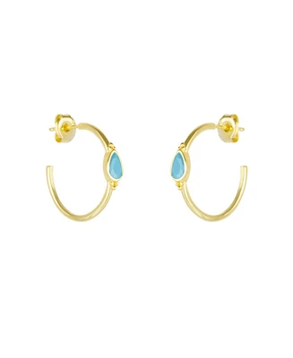 Spero London Drop Turquoise Solitaire Earrings Sterling Silver 