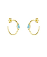 Spero London Drop Turquoise Solitaire Earrings Sterling Silver 