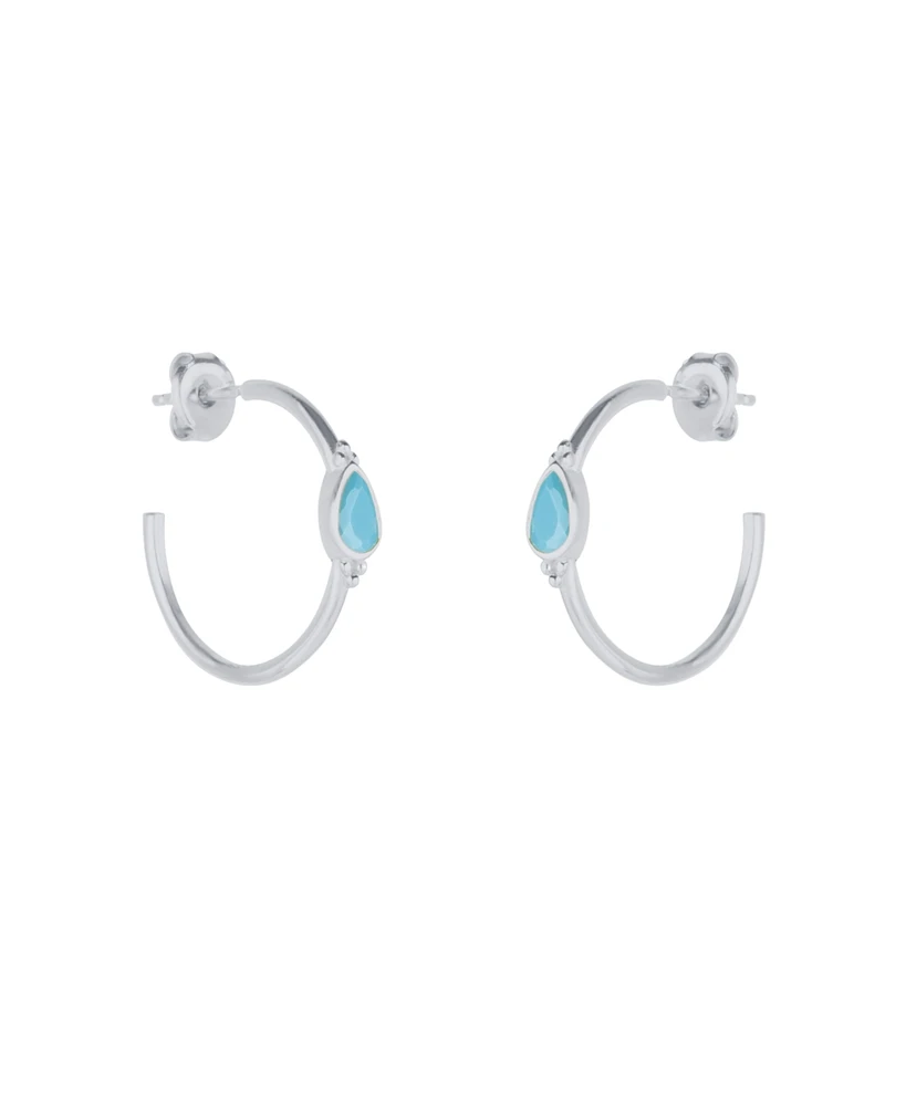 Spero London Drop Turquoise Solitaire Earrings Sterling Silver - Turquoise