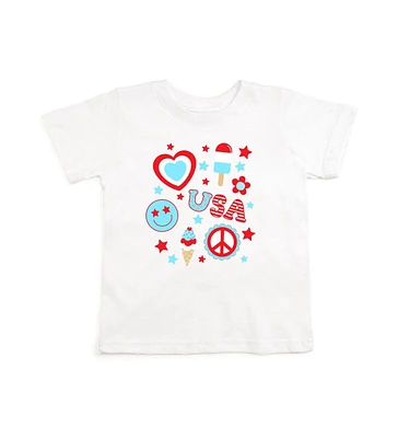 Sweet Wink Baby Girls 4th Of July Doodle Short Sleeve T-Shirt