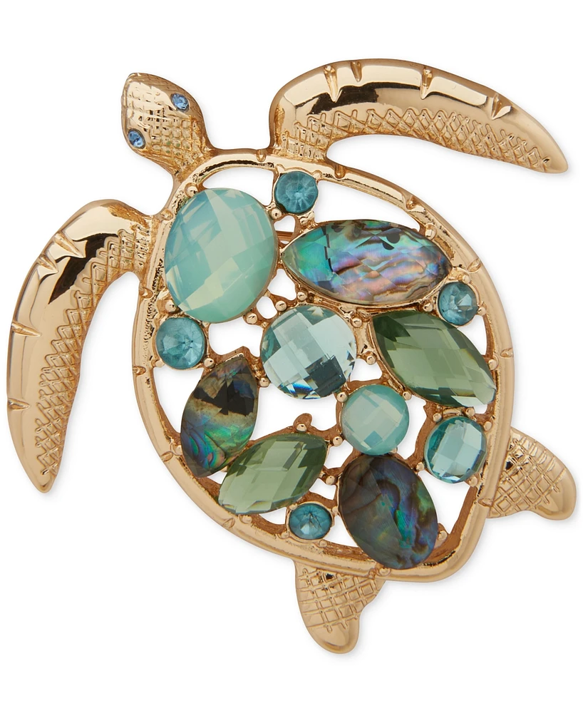 Anne Klein Gold-Tone Mixed Stone Sea Turtle Pin