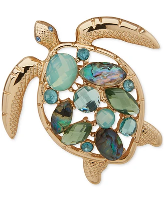 Anne Klein Gold-Tone Mixed Stone Sea Turtle Pin