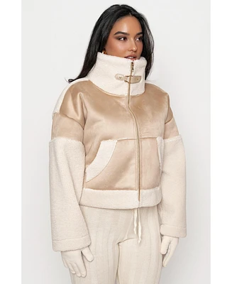 Jluxlabel Women's Suede And Sherpa Jacket