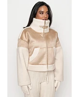 Jluxlabel Women's Suede And Sherpa Jacket