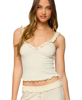 Edikted Women's Posy Ruffle Pointelle Tank Top