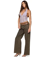 Edikted Women's Naya Textured Sheer Lace Halter Top
