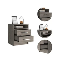 Modern Nightstand with Open Shelf and 2 Drawers – Bedside Table