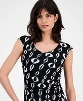 Connected Women's Printed Faux-Wrap Sheath Dress