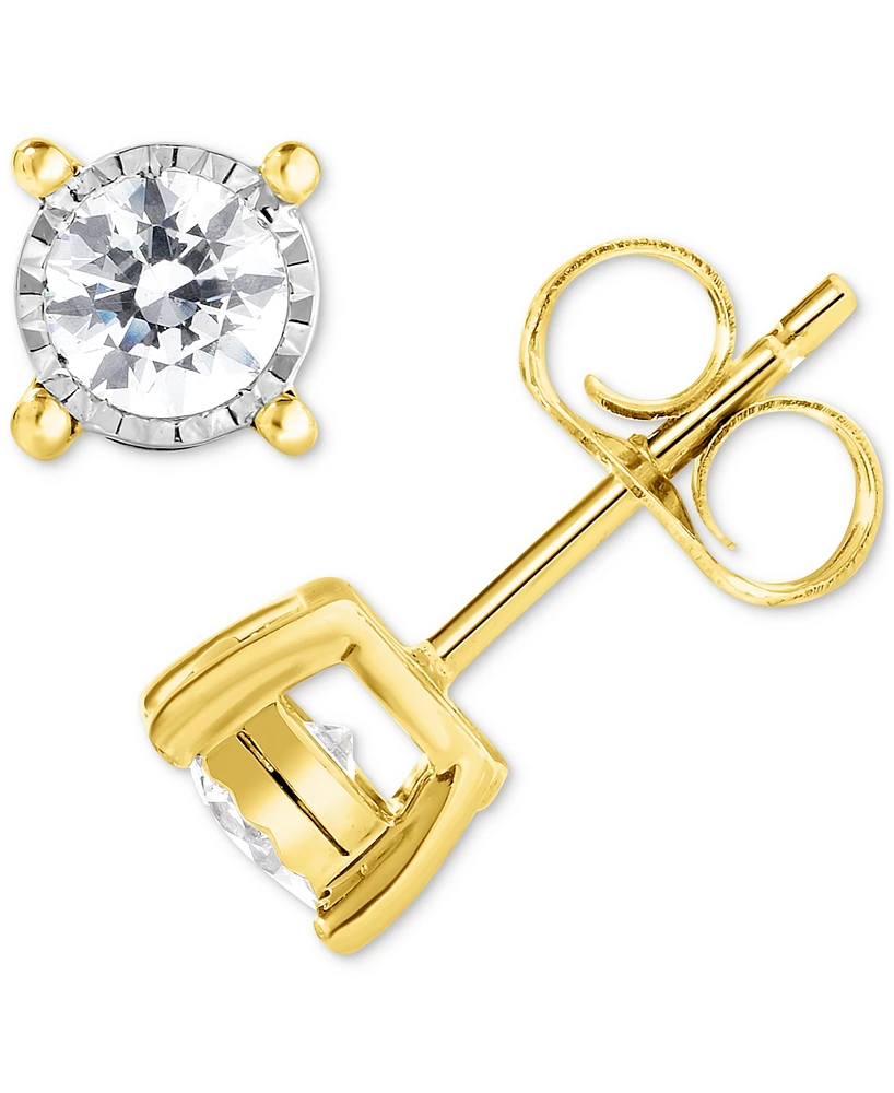 TruMiracle Diamond Solitaire Stud Earrings (1/3 ct. t.w.) in 14k Two Toned Gold