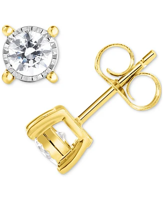 TruMiracle Diamond Solitaire Stud Earrings (1/3 ct. t.w.) in 14k Two Toned Gold