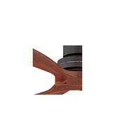 52" Delta-Wing Dc Rustic Farmhouse 3 Blade Indoor Outdoor Ceiling Fan with Remote Oil Rubbed Bronze Walnut Solid Wood Damp Rated for Patio Exteri