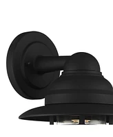 Marlowe Rustic Industrial Nautical Outdoor Wall Light Fixtures Set of 2 Black Hooded Cage 13" Clear Glass for Post Exterior Barn Deck House Home
