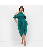 City Chic Plus Love Siren Ruffle Shoulder Dress