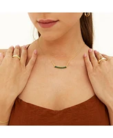 Spero London Sterling Silver Concave Bar Necklace - Green