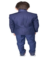 Elie Balleh Boys Navy Slim Fit Windowpane Jacket