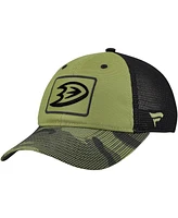 Fanatics Men's Olive Anaheim Ducks Military Appreciation Trucker Adjustable Hat