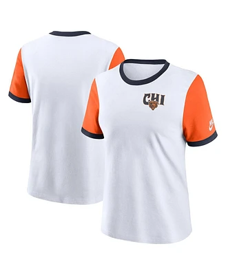 Nike Women's White Chicago Bears Rewind Ringer Tri-Blend T-Shirt