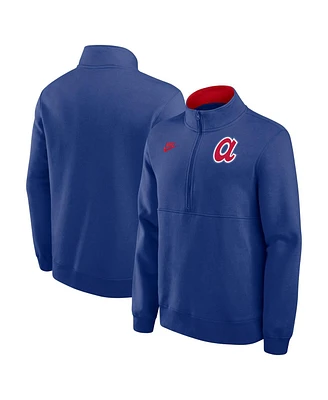 Nike Men's Royal Atlanta Braves Cooperstown Collection Fleece Half-Zip Pullover Hoodie
