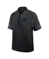 Nike Men's Black Carolina Panthers Sideline Short Sleeve Quarter-Zip Coach Jacket