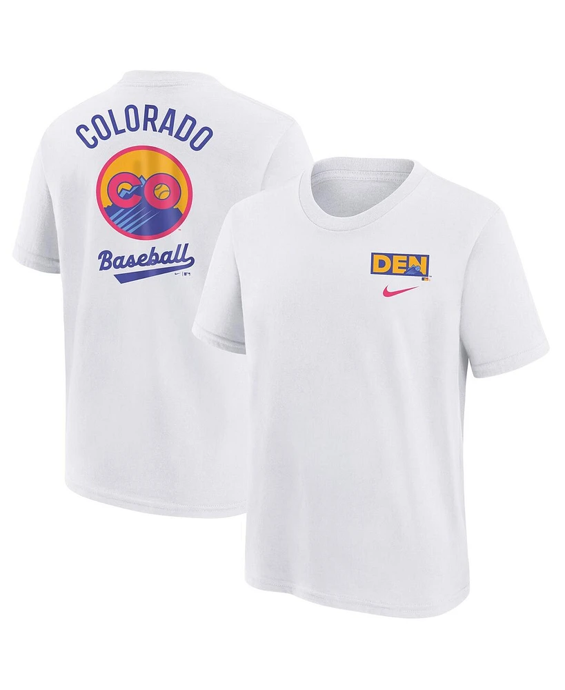 Nike Big Boys and Girls White Colorado Rockies 2025 City Connect T-Shirt