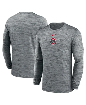 Nike Men's Charcoal Ohio State Buckeyes 2025 Sideline Velocity Performance Long Sleeve T-Shirt