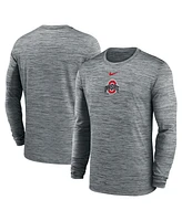 Nike Men's Charcoal Ohio State Buckeyes 2025 Sideline Velocity Performance Long Sleeve T-Shirt
