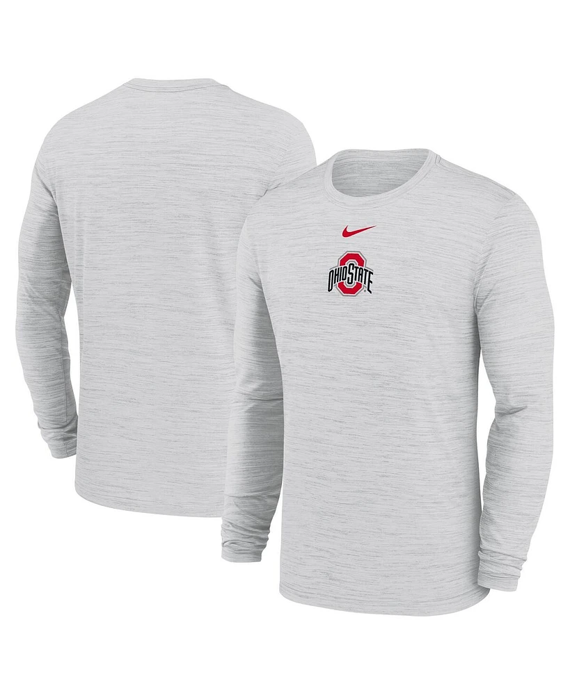Nike Men's White Ohio State Buckeyes 2025 Sideline Velocity Performance Long Sleeve T-Shirt