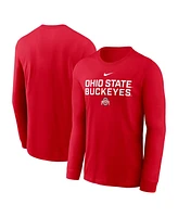 Nike Men's Scarlet Ohio State Buckeyes 2025 Sideline Performance Long Sleeve T-Shirt