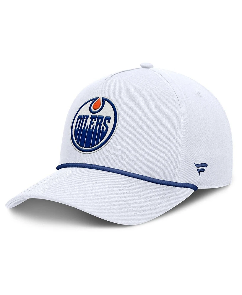 Fanatics Men's White Edmonton Oilers Rope A-Frame Adjustable Hat