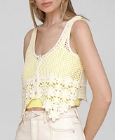 Avec Les Filles Women's Crocheted Bandeau-Lined Top