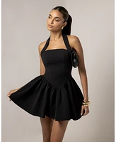 Heiress Beverly Hills Women's Halter Contour A-Line Mini Dress
