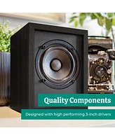 Electrohome Huntley Powered Bookshelf Speakers with Built-in Amplifier and 3" Drivers for Turntable, Tv, Pc Wireless Music Streaming featurin