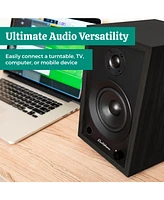 Electrohome McKinley 2.0 Stereo Powered Bookshelf Speakers with Built-in Amplifier and 4" Drivers for Turntable, Tv, Pc Wireless Music Stream