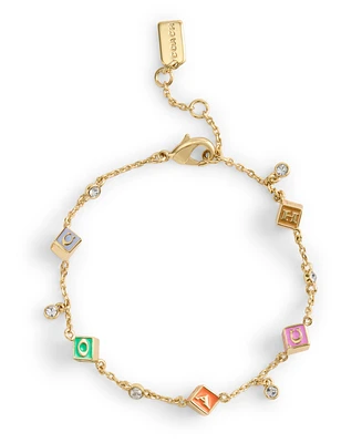 Coach Faux Stone Signature Logo Enamel Cube Strand Bracelet