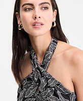 I.n.c. International Concepts Women's Embroidered Cotton Halter Dress, Exclusively at Macy's