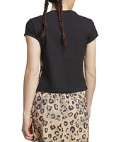 adidas Women's Leopard-Print Trim Slim-Fit T-Shirt