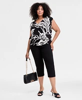 I.n.c. International Concepts Plus Printed V-Neck Top, Exclusively at Macy's